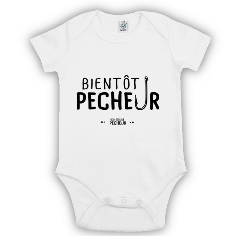 Body bébé pêcheur - Bientôt pêcheur - Cadeau pêcheur - Blanc