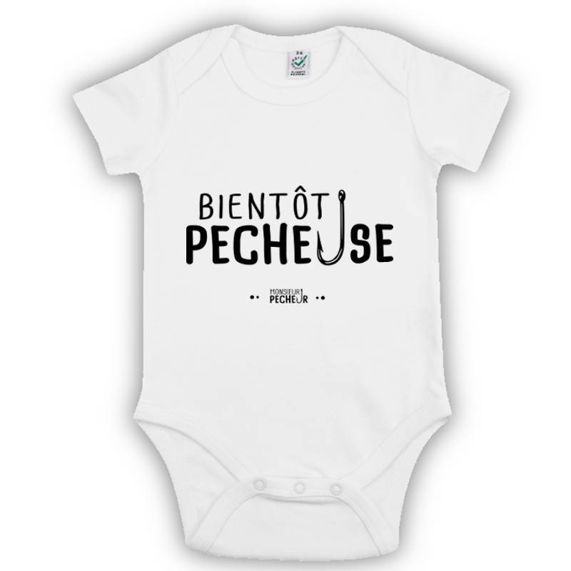 Body bébé pêcheuse - Cadeau pêcheuse - Bientôt pêcheuse - Blanc
