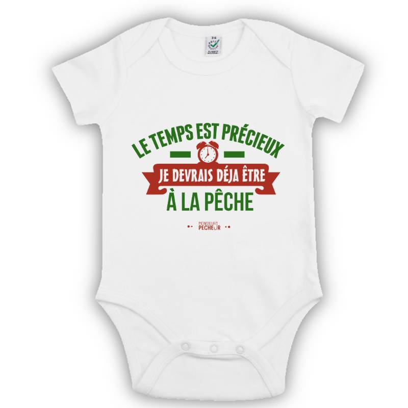 Body bébé pêcheur - Cadeau bébé pêcheur - Je devrais déjà être à la pêche - Blanc