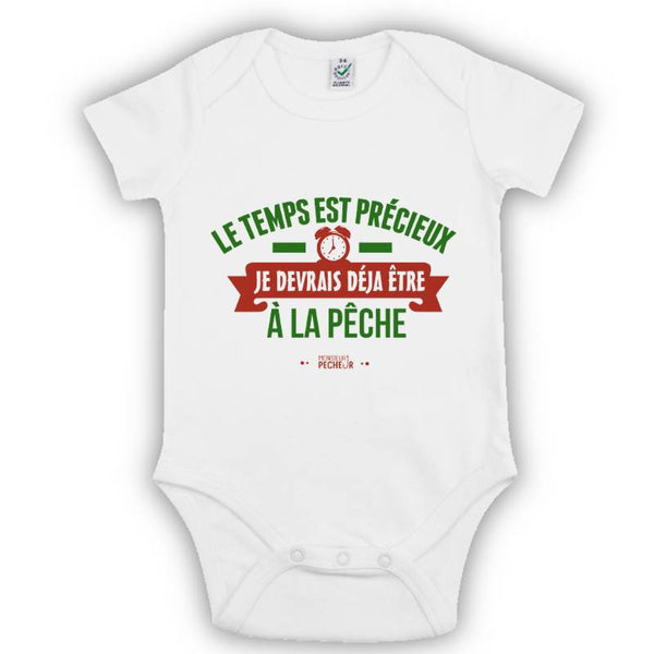 Body bébé pêcheur - Cadeau bébé pêcheur - Je devrais déjà être à la pêche - Blanc
