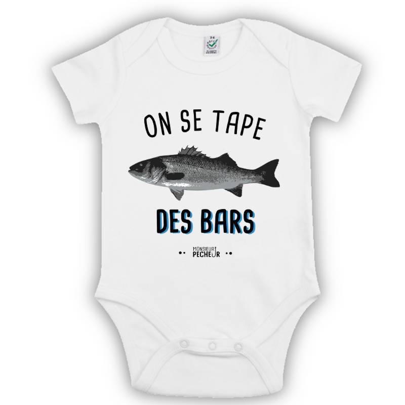 Body bébé pêcheur - Cadeau bébé pêcheur - On se tape des bars - Blanc