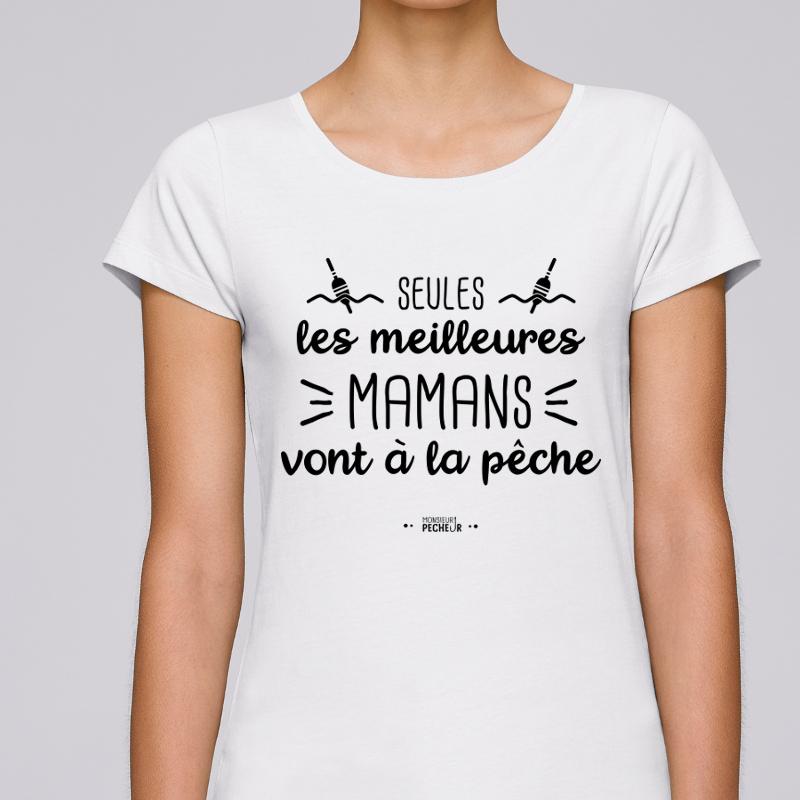 T-shirt femme pêcheuse humour cadeau - seules les vraies mamans vont à la pêche - White