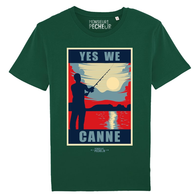 T-shirt pêche humour - Cadeau pêcheur - Yes We Canne - Bottle Green