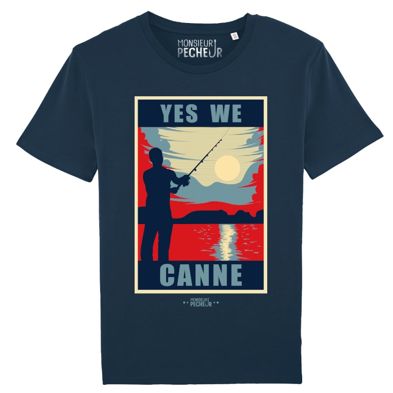 T-shirt pêche humour - Cadeau pêcheur - Yes We Canne - Navy