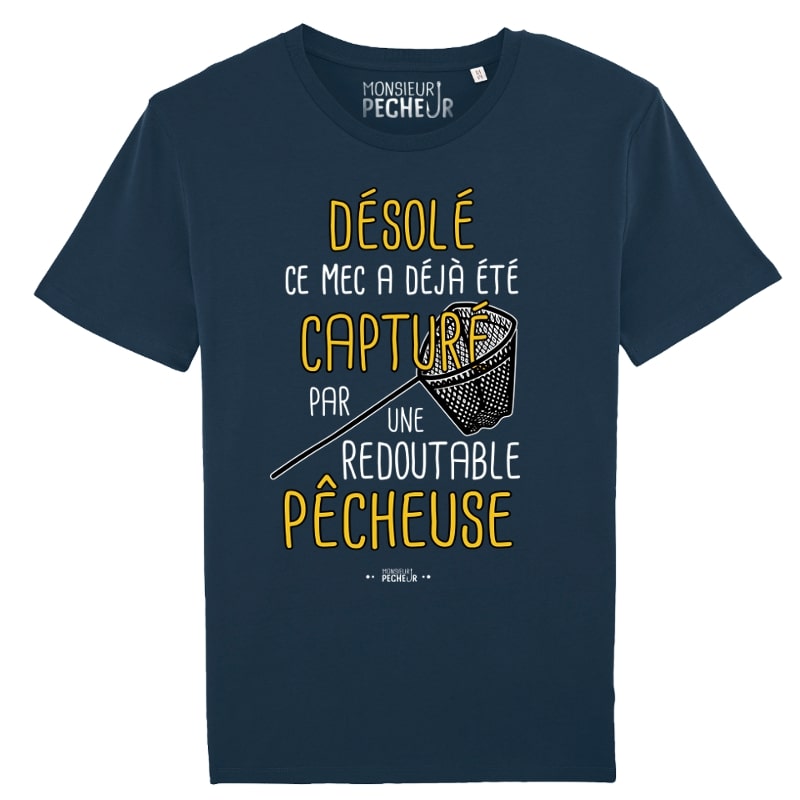 Tshirt humour pêche - ce mec est déjà capturé