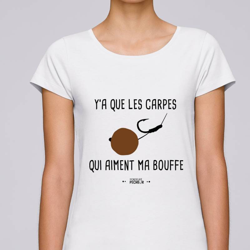 T-shirt Femme Y'a que les carpes qui aiment ma bouffe