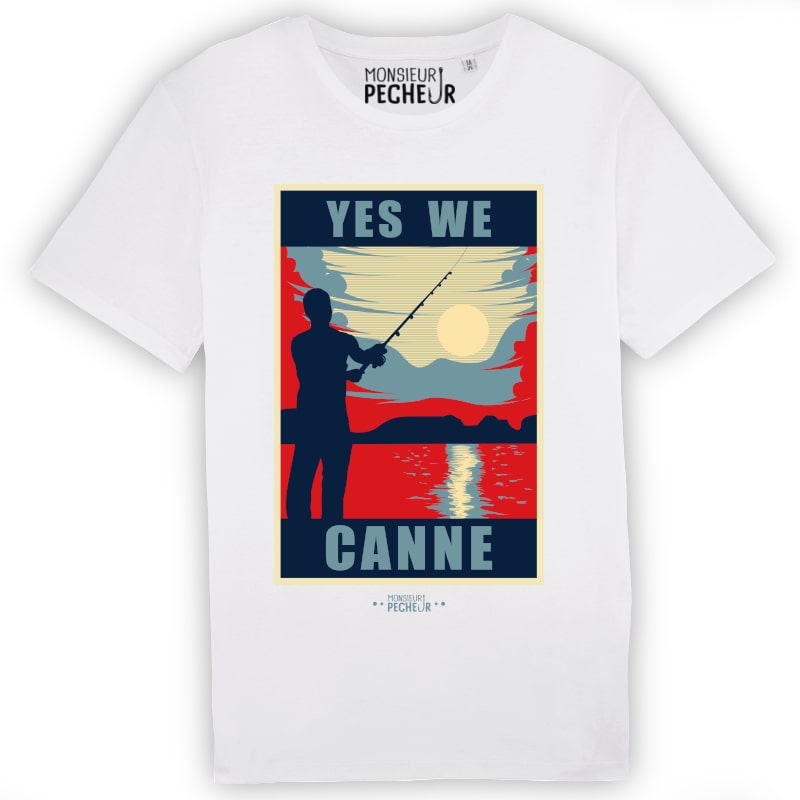 T-shirt pêche humour - Cadeau pêcheur - Yes We Canne - White